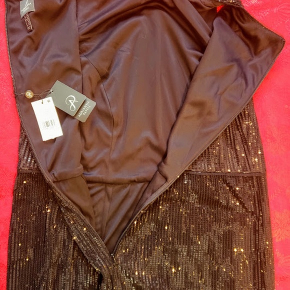 Adrianna Papell Halter Pleated Sequin Dress - Picture 5 of 7